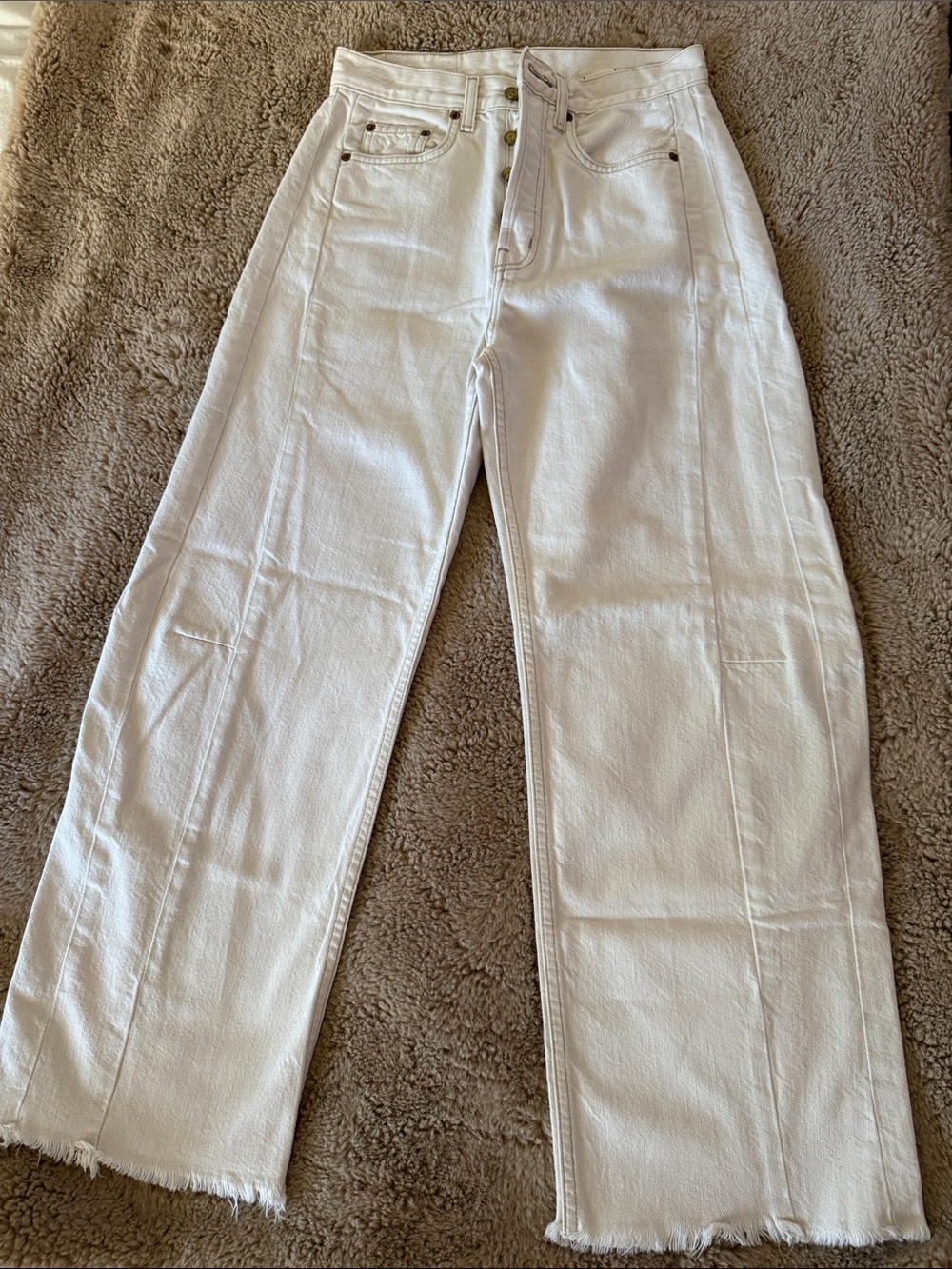 B SIDES White Wide-Leg High-Rise Jeans